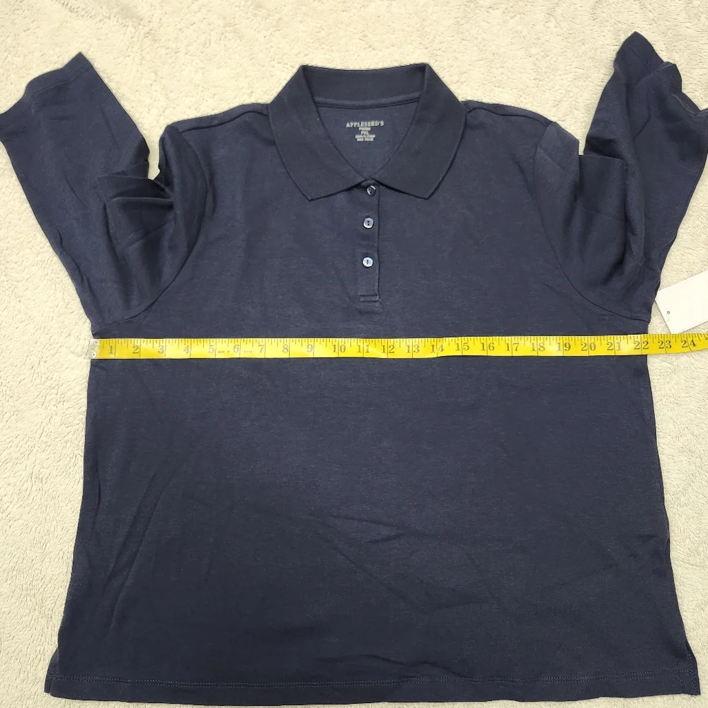 Appleseed's Women’s 3/4 Sleeve Collared Polo Top Petite Sz PXL Blue 100% Cotton - Picture 9 of 12